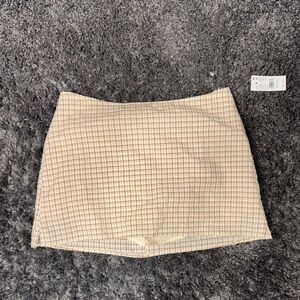 Plaid Cream Mini Skirt